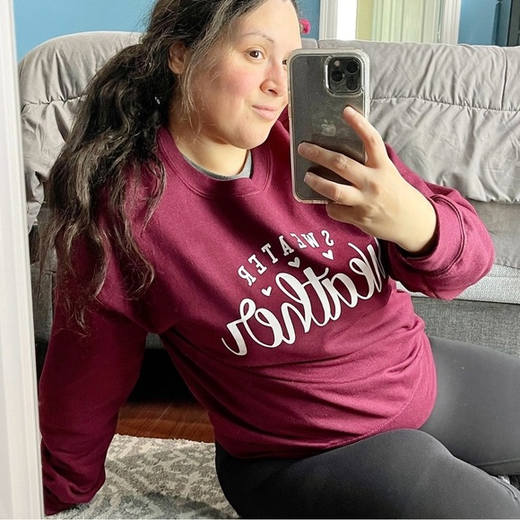 Gildan Maroon Sweater Weather Women's Crewneck Sweatshirt - Picture 3 of 3